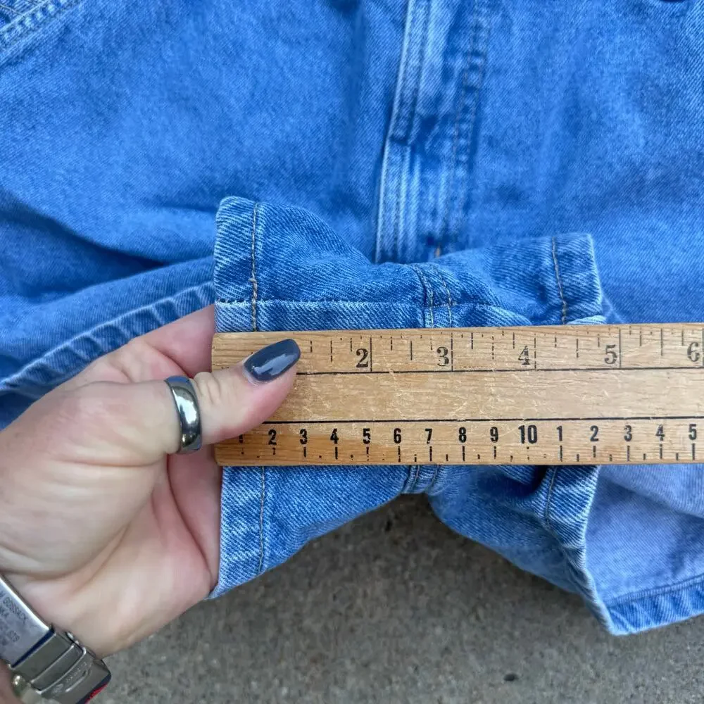 Vintage 90s No Excuses Overalls Side Button Carpenter Jean Shorts Size 15/16